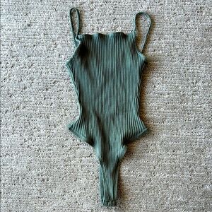CALE Ribbed Kids Bodysuit in Green